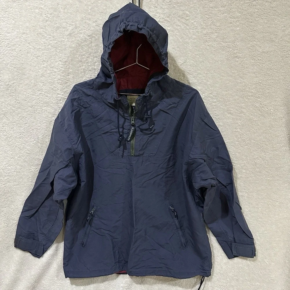 G.H. Bass & Co Navy Medium Windbreaker‎ 1/4 Zip Jacket Anorak Hiking Outdoor